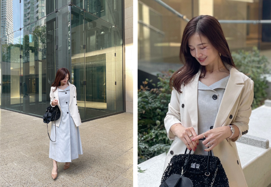 アンバサダーが着る美香さんコラボ大人のラップ風ワンピース